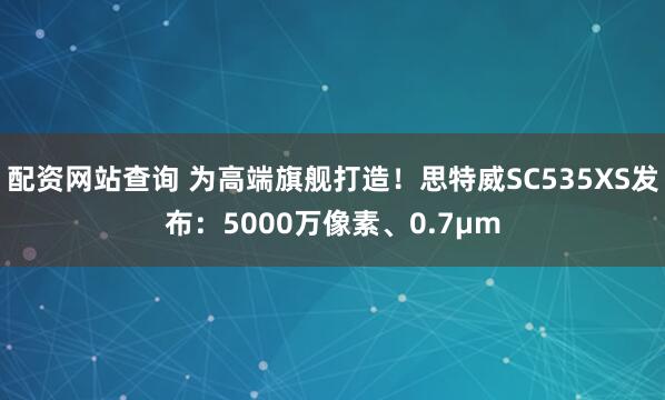 配资网站查询 为高端旗舰打造！思特威SC535XS发布：5000万像素、0.7μm