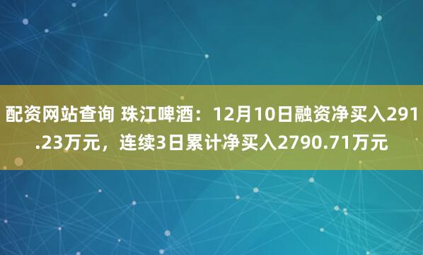 配资网站查询 珠江啤酒：12月10日融资净买入291.23万元，连续3日累计净买入2790.71万元
